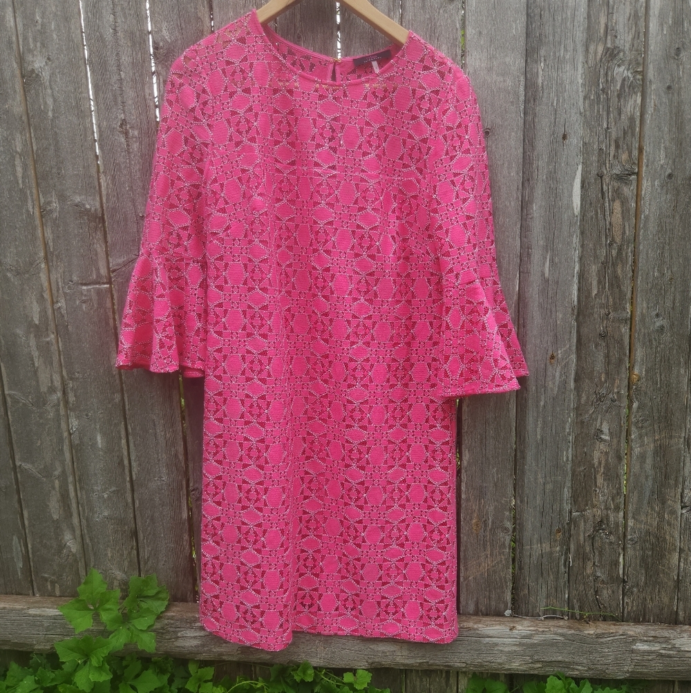 Trina Turk Hot Pink Nery Monarch Lace Dress